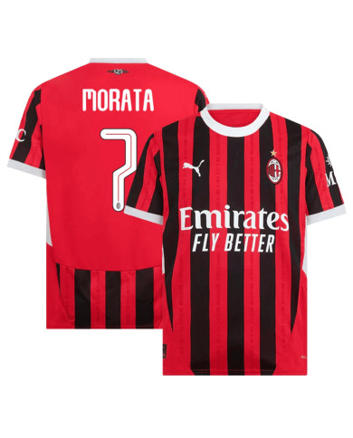 MORATA 7 AC Milan Home Jersey 2024/25 - UCL Font MORATA 7 AC Milan Home Jersey 2024/25 - UCL Font