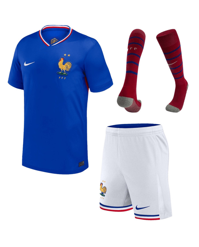 [Spuer Replica] France Home Whole Kit(Jersey+Shorts+Socks) Euro 2024