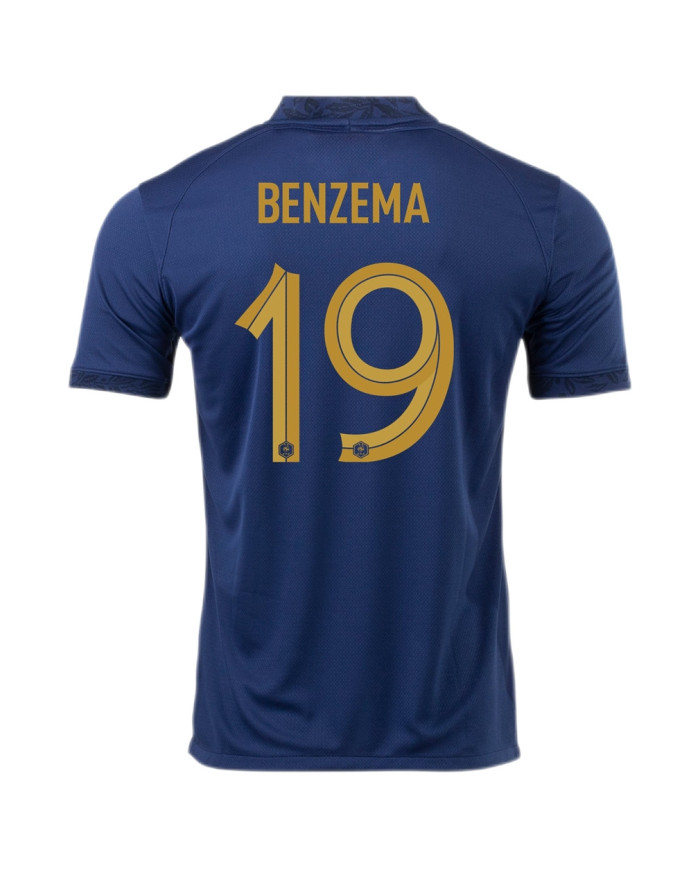 France BENZEMA 19 Jersey Home Replica World Cup 2022