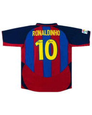 Ronaldinho 10 Retro Barcelona Home Jersey 2003/04