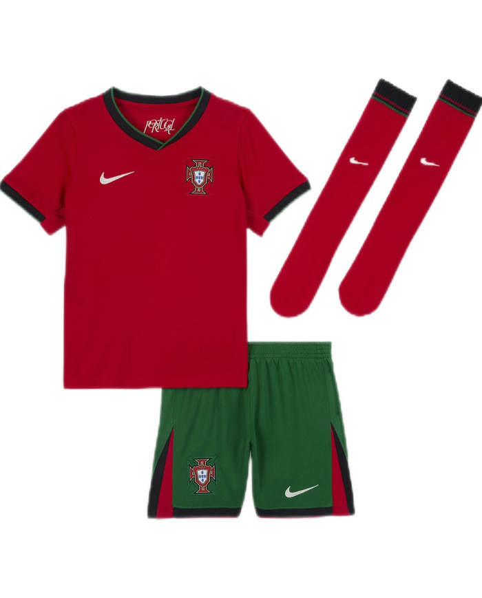 Kids Portugal Home Whole Kit Jersey+Shorts+Socks Euro 2024