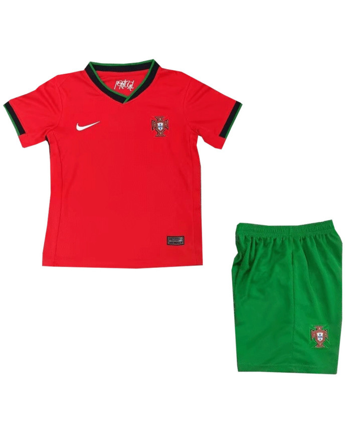Kids Portugal Home Whole Kit Jersey+Shorts+Socks Euro 2024