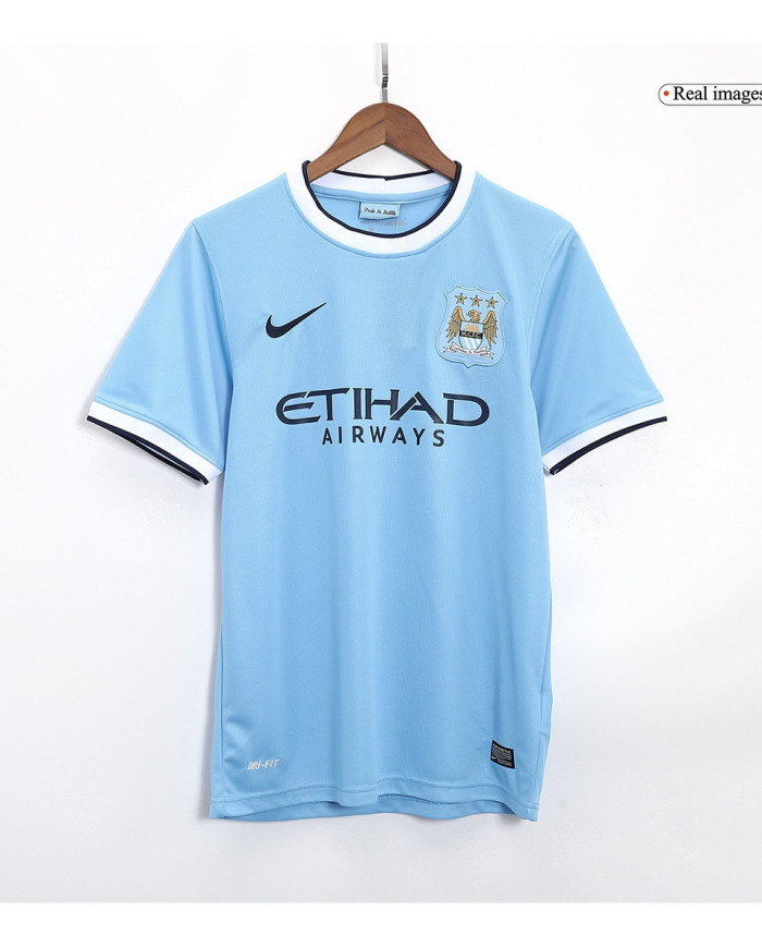 KUN AGÜERO 16 Retro Manchester City Home Jersey 2013/14