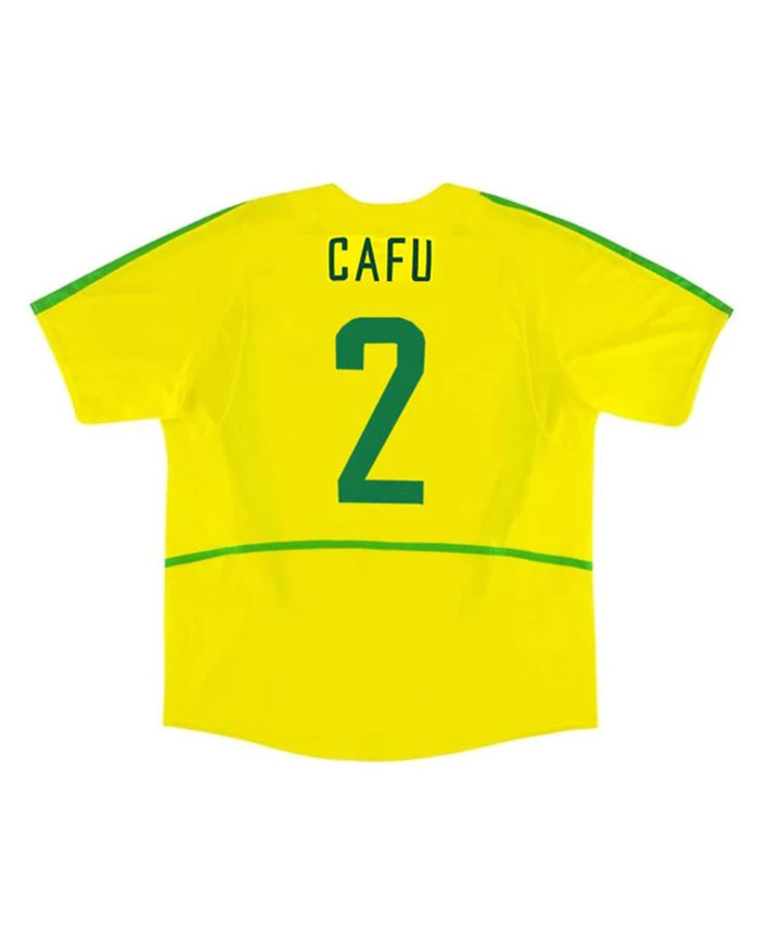 Brazil CAFU 2 Retro Jersey Home World Cup 2002