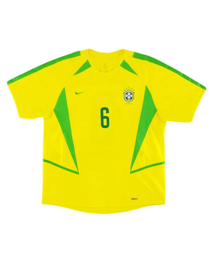Brazil R.CARLOS 6 Retro Jersey Home World Cup 2002