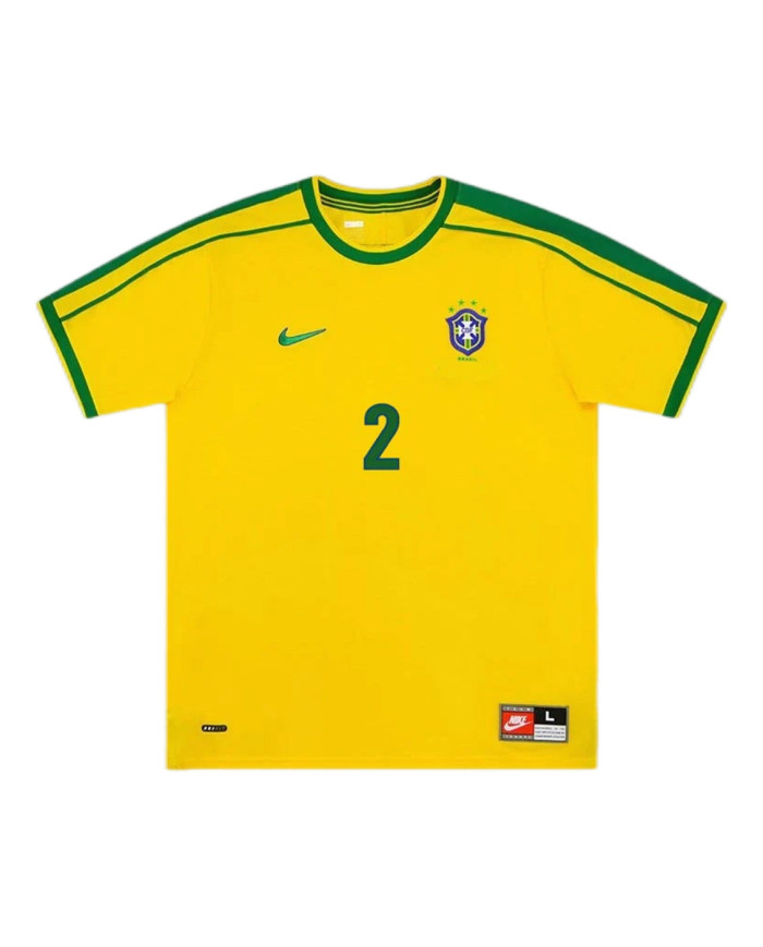 Brazil CAFU 2 Retro Jersey Home World Cup 1998