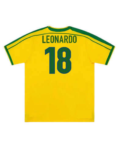 Brazil LEONARDO 18 Retro Jersey Home World Cup 1998 Brazil LEONARDO 18 Retro Jersey Home World Cup 1998