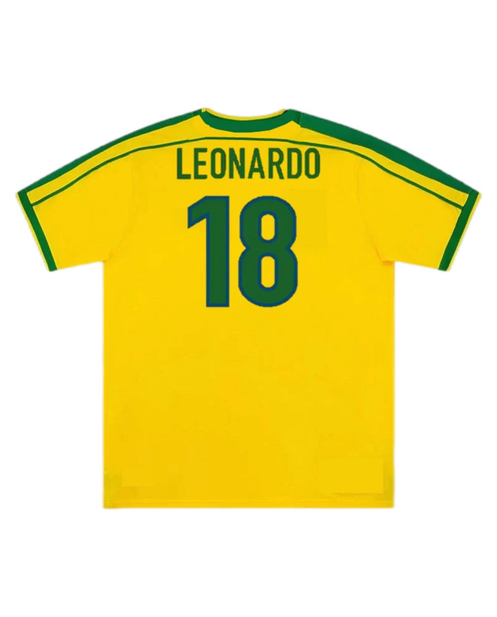 Brazil LEONARDO 18 Retro Jersey Home World Cup 1998