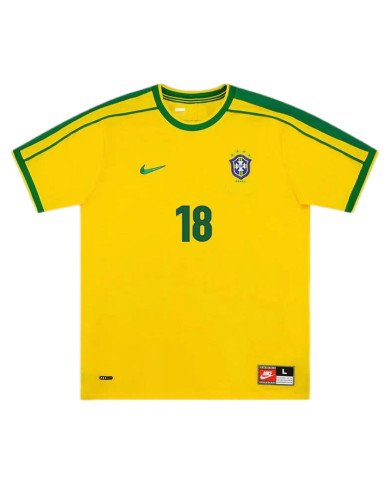 Brazil LEONARDO 18 Retro Jersey Home World Cup 1998 Brazil LEONARDO 18 Retro Jersey Home World Cup 1998