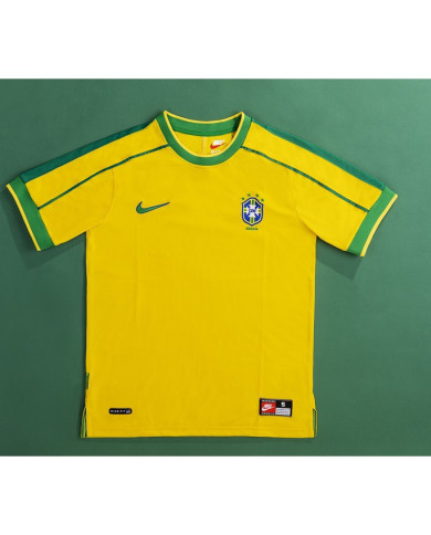Brazil LEONARDO 18 Retro Jersey Home World Cup 1998 Brazil LEONARDO 18 Retro Jersey Home World Cup 1998