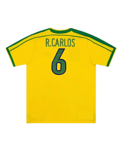 Brazil R.CARLOS 6 Retro Jersey Home World Cup 1998 Brazil R.CARLOS 6 Retro Jersey Home World Cup 1998