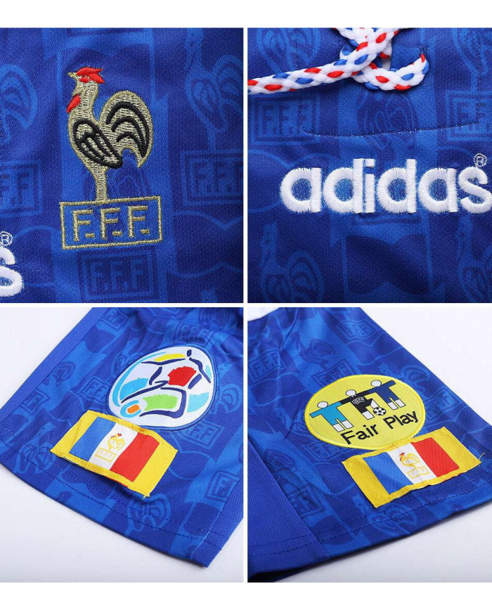 Zidane 10 Retro France Home Jersey Euro Cup 1996