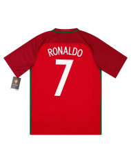 Ronaldo 7 Portugal Retro Jersey Home Euro Cup 2016
