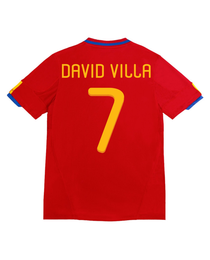 DAVID VILLA 7 Retro Spain Home Jersey 2010