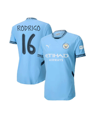 RODRIGO 16 Manchester City Home Match Jersey 2024/25 - UCL Font RODRIGO 16 Manchester City Home Match Jersey 2024/25 - UCL Font