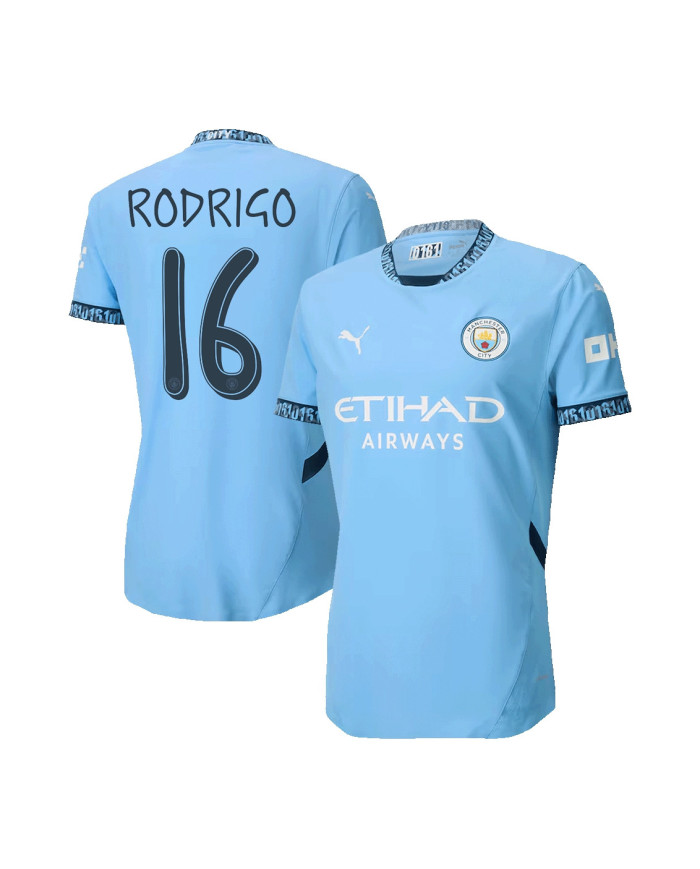 RODRIGO 16 Manchester City Home Match Jersey 2024/25 - UCL Font