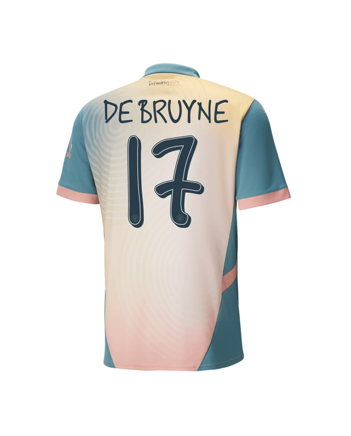 DE BRUYNE 17 Manchester City 'Definitely City' Fourth Jersey 2024/25 - UCL Font