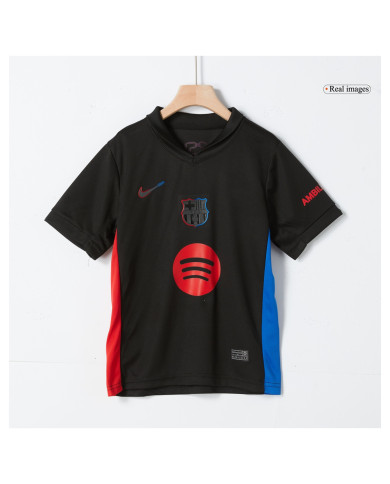 Kids Barcelona Away Spotify Logo Without Text Kit Jersey+Shorts 2024/25 Kids Barcelona Away Spotify Logo Without Text Kit Jersey+Shorts 2024/25
