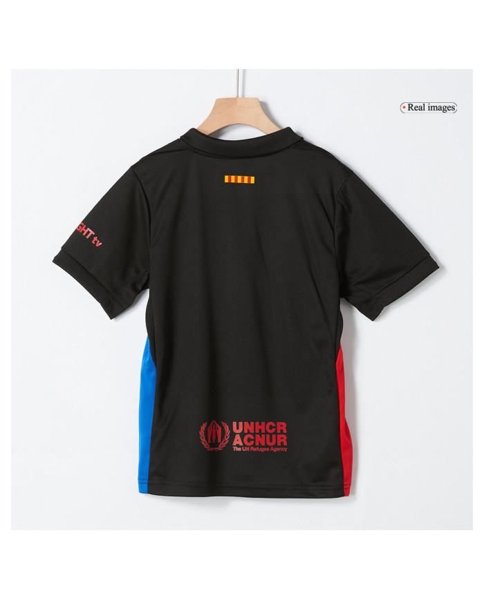 Kids Barcelona Away Spotify Logo Without Text Kit Jersey+Shorts 2024/25