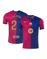 F.DE JONG 21 Barcelona Home Spotify Logo Without Text Match Jersey 2024/25