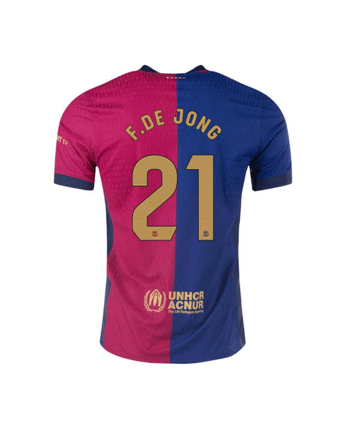 F.DE JONG 21 Barcelona Home Spotify Logo Without Text Match Jersey 2024/25