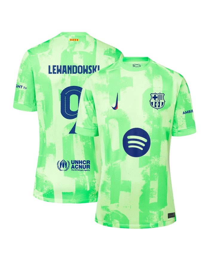 LEWANDOWSKI 9 Barcelona Third Spotify Logo Without Text Jersey 2024/25 - UCL Font