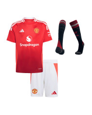 Kids Manchester United Home Full Kit(Jersey+Shorts+Socks) 2024/25